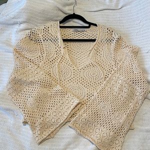 Zara Long Bell Sleeve Crochet Top
